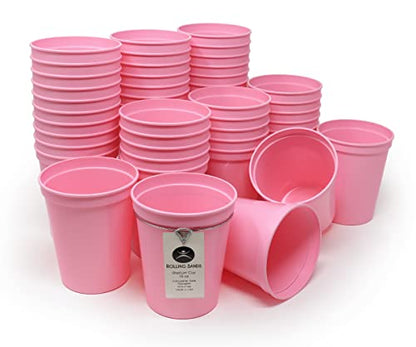  16 Oz Reusable Plastic Stadium Cups, Bulk 50 Pk, USA Made, BPA-Free Dishwasher Safe Plastic Tumblers, Light Pink
