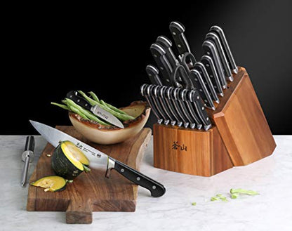  V2 Series 1024128 German Steel Forged 23-Piece Knife Block Set, Acacia