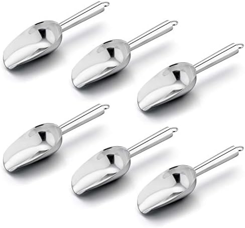  Mini Scoop, E-far 3 Ounce Stainless Steel Kitchen Utility Scoops, Ideal For Candy/Ice Cube/Flour/Sugar/Coffee Bean/Protein Powder, Food Grade & Anti Rust, Easy Clean & Dishwasher Safe (4 Pack)
