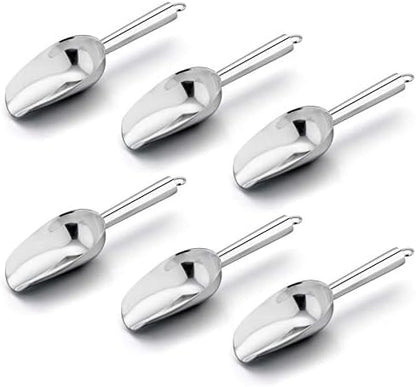  Mini Scoop, E-far 3 Ounce Stainless Steel Kitchen Utility Scoops, Ideal For Candy/Ice Cube/Flour/Sugar/Coffee Bean/Protein Powder, Food Grade & Anti Rust, Easy Clean & Dishwasher Safe (4 Pack)