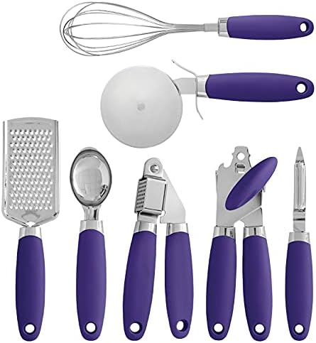  Ith COLOR 7 Pc Kitchen Gadget Set Copper Coated Stainless Steel Utensils With Soft Touch White Handles