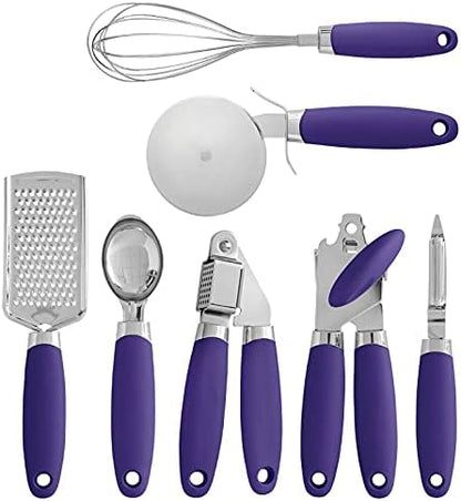  Ith COLOR 7 Pc Kitchen Gadget Set Copper Coated Stainless Steel Utensils With Soft Touch White Handles