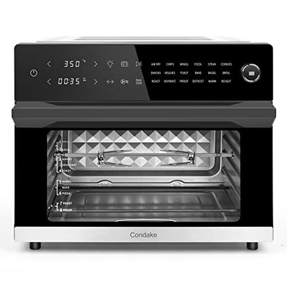  32QT Large Air Fryer Oven Toaster Oven Combo With Rotisserie 18-in-1 Convection Oven Countertop LED Touch And Knob Design Digital Oven For Bake Broil Pizza Roast Toast Dehydrate,1800W,Stainless Steel,ETL Certified