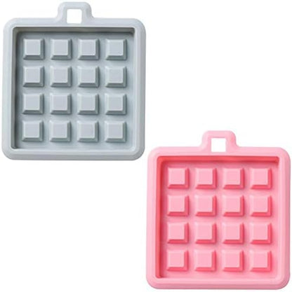  2-Pack Silicone Waffle Mold, Muffin Pans Molds, Waffle Maker Baking Tray Mold Bakeware For Waffle Cake Chocolate Craft Candy Soap Baking, Blue&Pink (Round: 3.8x3.8x0.4 Inch)