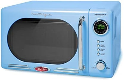  Retro Compact Countertop Microwave Oven, 0.7 Cu. Ft. 700-Watts With LED Digital Display, Child Lock, Easy Clean Interior, Black