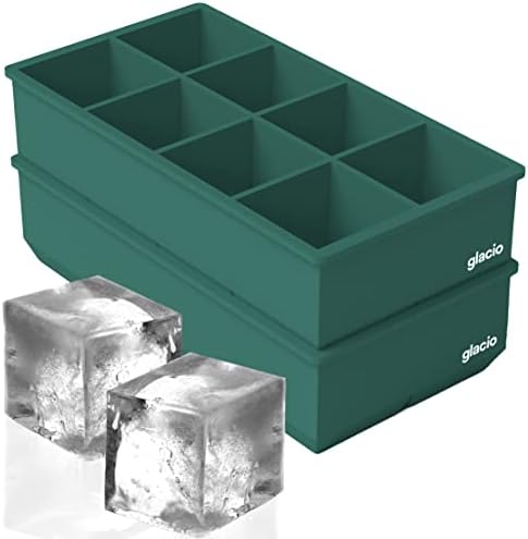  Glacio Ice Cube Trays Silicone - Large Ice Tray Molds For Making 8 Giant Ice Cubes For Whiskey - 2 Pack