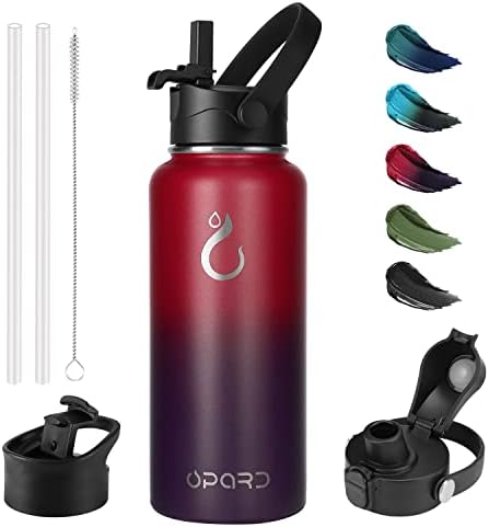  Sports Water Bottle - 32 Oz, 3 Lids (Straw Lid, Flip Lid, Spout Lid), Leak Proof, Vacuum Insulated Stainless Steel, Double Walled, Reusable Metal Canteen