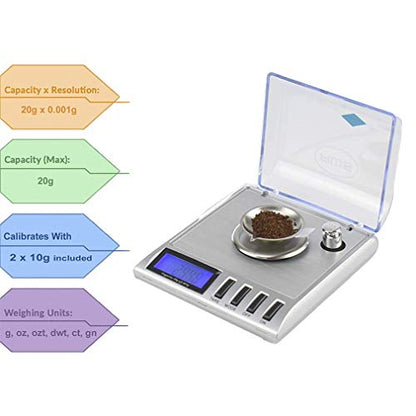  - Gemini 20 - Portable Precision Digital Milligram Scale 20g X 0.001g (Silver)