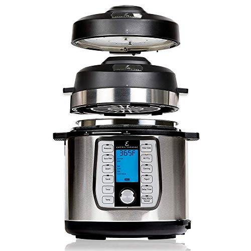  6 QT Pressure Air Fryer, 5 Pc Accessory Pack, Silver