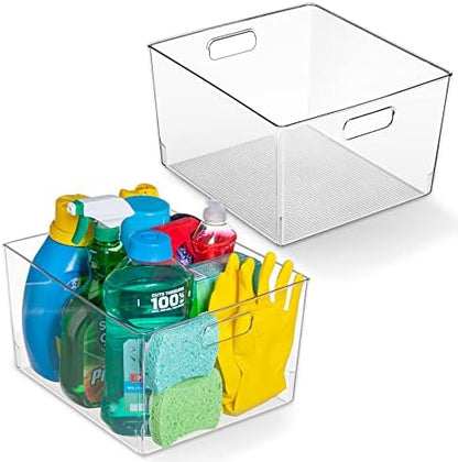  Clear Plastic Storage Bins – XL 4 Pack Perfect Kitchen Organization Or Pantry Storage – Fridge Organizer, Pantry Organization And Storage Bins, Cabinet Organizers