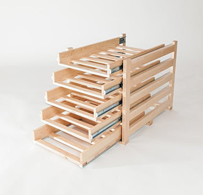  Logic In-Cabinet Sliding Tray Wine Rack, 30-Bottle, Solid Maple Wood, Unstained With Clear Satin Lacquer Finish