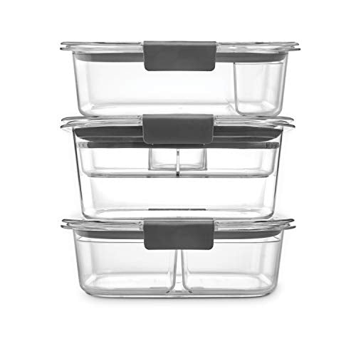  Rubbermaid Brilliance Storage 44-Piece Plastic Lids | BPA Free & Leak-Proof Brilliance Food Storage 12-Piece Plastic Containers With Lids | Bento Box Style Sandwich And Salad Lunch Kit, Clear