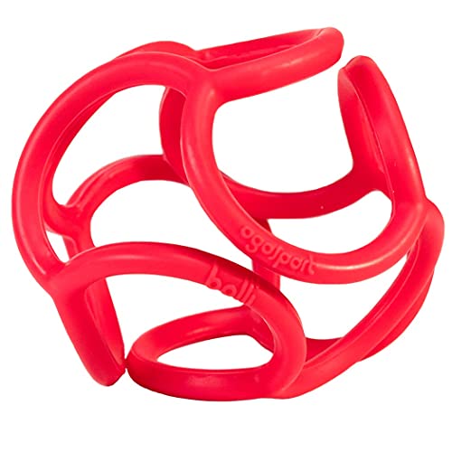  Teething Ring Tactile Sensory Ball Toy For Babies & Kids - Stretchy, Soft Non-Toxic Silicone - Ages 3 Months And Up - Red
