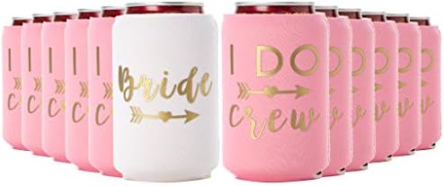  I Do Crew And Bride Bachelorette Party Can Coolers, Set Of 12 Beer Can Coolies, Perfect Bachelorette Party Decorations And Bridesmaid Gifts (Navy Blue)