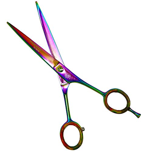  RAHWAR Professional Hair Cutting Scissor Shear (7.0 Inches) 440c Janapnese Stainless Steel Hairdressing Barber Scissor, Extra Sharp Hair Cutting Scissor For Men/Women With Free Leather Case (Multi)