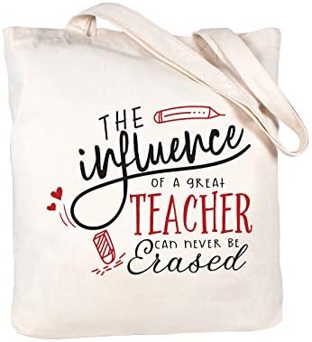  ELEGANTPARK Funny Teacher Gifts For Women Teacher Appreciation Gifts From Students Birthday Graduation Valentines Day Christmas Gifts For Teacher Tote Bag Black Cotton Canvas With Interior Pocket