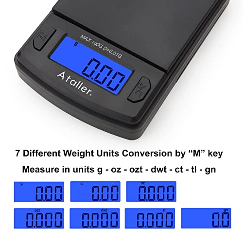  Mini Digital Pocket Scale, 100g By 0.01g, Digital Grams Scale, Jewelry Scales, Battery Included (Max: 100g D=0.01g)