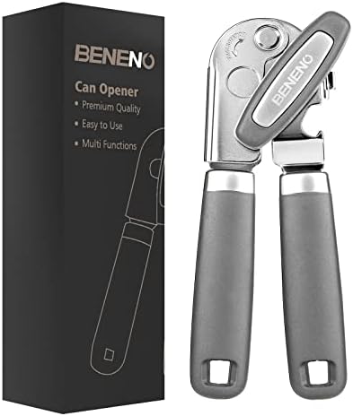  Can Opener Manual, Can Opener With Magnet, Hand Can Opener With Sharp Blade Smooth Edge, Handheld Can Openers With Big Effort-Saving Knob, Can Opener With Multifunctional Bottles Opener