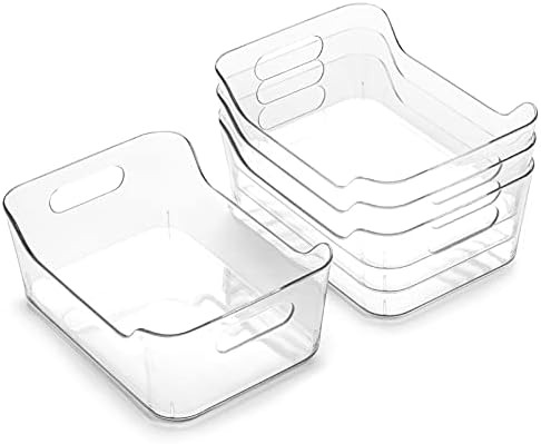  | Plastic Organizer Bins, Large - 4 Pack | The SOHO Collection | Multi-Use Organizer Bins | Pantry Organizer & Freezer Organizer Bins | Plastic Storage Containers | Bins For Home & Kitchen Org