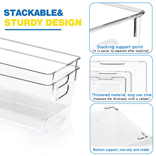  Clear Organizer Bins,【3-Pack】 Plastic Pantry Organization Or Storage ,for Kitchen Organizing/Cabinet Organizers/Shelf Storage Bins (1Large+1Medium+1Small)