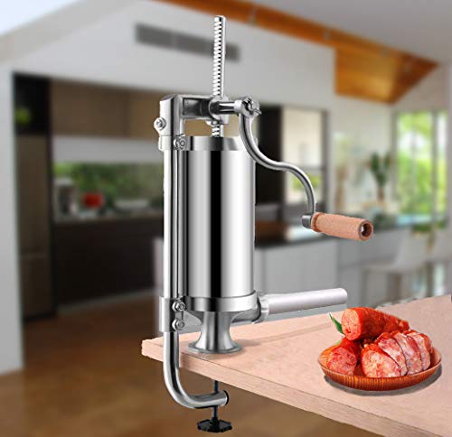  Meao Sausage Filler Stuffer Home Made Machine - Stainless Steel Vertical Sausage Maker With Suction Base And Manual Crank For Household Use Or Commercial - Capacity 2.5 LBS #1