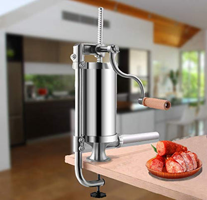  Meao Sausage Filler Stuffer Home Made Machine - Stainless Steel Vertical Sausage Maker With Suction Base And Manual Crank For Household Use Or Commercial - Capacity 2.5 LBS #1