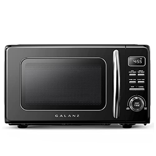  GLCMKZ09BKR09 Retro Countertop Microwave Oven, 0.9 Cu Ft, Black & Elite Gourmet EDB-302BF Countertop Dual Flat Burner, Electric Hot Burner, 1500 Watts (Black)
