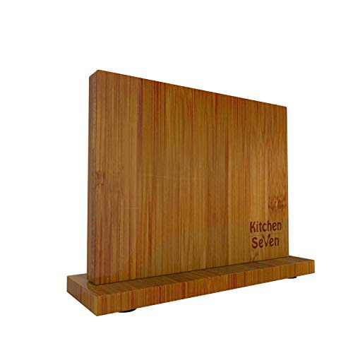  Fe Block Magnetic Knife Holder With 18 Powerful Magnetic Boards, 100% Pure Bamboo Large Capacity Knife Organizer Block, Double Side Strongly Magnetic Kitchen Utensil Display (Stand)