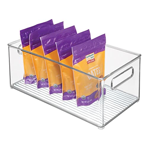  MDesign Deep Plastic Kitchen Storage Organizer Container Bin For Pantry, Cabinet, Cupboard, Shelves, Fridge, Or Freezer - Holds Dry Goods, Sauces, Condiments, Drinks, Ligne Collection, 8 Pack, Clear