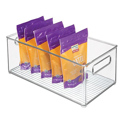  MDesign Deep Plastic Kitchen Storage Organizer Container Bin For Pantry, Cabinet, Cupboard, Shelves, Fridge, Or Freezer - Holds Dry Goods, Sauces, Condiments, Drinks, Ligne Collection, 8 Pack, Clear