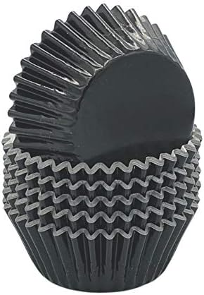  Classic Black Paper-Lined Foil Cupcake Liners Standard Baking Cups For Party And More, 120-Count