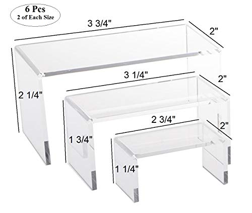  12 Piece Set - Clear Acrylic Display Risers, Acrylic Clear Riser Sets Display Stand For Jewelry, Baked Goods, Bakery Use, Collectibles, Figures/Figurines