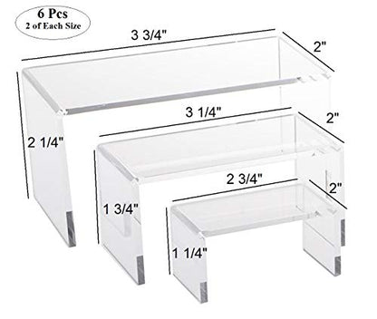  12 Piece Set - Clear Acrylic Display Risers, Acrylic Clear Riser Sets Display Stand For Jewelry, Baked Goods, Bakery Use, Collectibles, Figures/Figurines