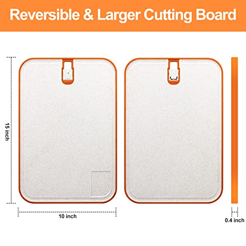  Plastic Cutting Board, 1 Pieces Dishwasher Safe Cutting Boards For Kitchen With Juice Grooves, Non-Slip, Reversible And Knife-Friendly With Built-in Sharpener & Grinding Area（off White）