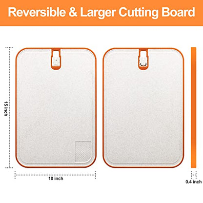  Plastic Cutting Board, 1 Pieces Dishwasher Safe Cutting Boards For Kitchen With Juice Grooves, Non-Slip, Reversible And Knife-Friendly With Built-in Sharpener & Grinding Area（off White）