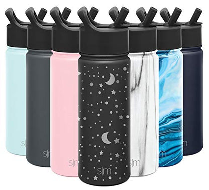  Kids Water Bottle With Straw Lid Vacuum Insulated Stainless Steel Metal Thermos Bottles | Reusable Leak Proof BPA-Free Flask For School | Summit Collection | 18oz, Lunar