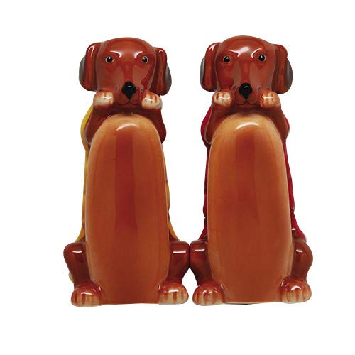  Weiner InchHot Inch Dog In Bun 3 Inch Ceramic Magnetic Salt And Pepper Shaker Set Fun Novelty Gift
