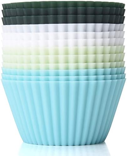  Silicone Baking Cups, Reusable Cupcake Muffin Liners Non-Stick Cup Cake Molds Tin Cup, Pack Of 12 Standard Size Cupcake Holder