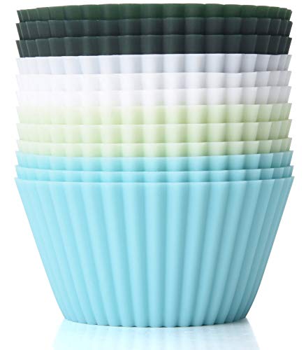  Silicone Baking Cups, Reusable Cupcake Muffin Liners Non-Stick Cup Cake Molds Tin Cup, Pack Of 12 Standard Size Cupcake Holder