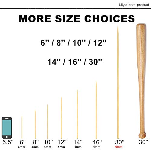  6" Natural Bamboo Skewers For BBQ，Appetiser，Fruit，Cocktail，Kabob，Chocolate Fountain，Grilling，Barbecue，Kitchen，Crafting And Party. Φ=4mm, More Size Choices 8"/10"/12"/14"/16"/30"(100 PCS)