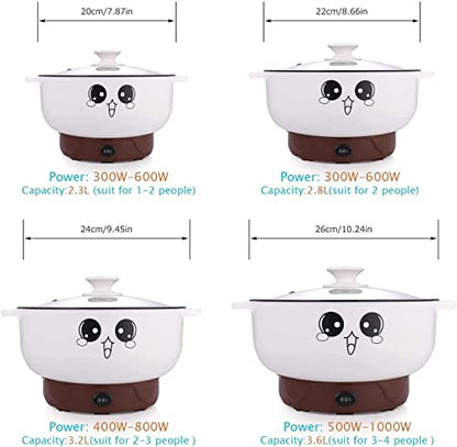  110 V,4 In 1 Multifunction Electric Skillet,Non-Stick Hot Pot,Stainless Steel Rice Cooker/Noodle Cooker,Portable Frying Pan & Roaster,Mini Stockpot With Lid.