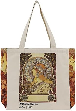  Canvas Tote Bag Aesthetic For Women Graphic Tote Bag With Zipper Cute Canvas Bags With Pockets