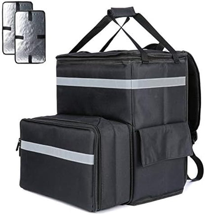  Insulated Pizza Delivery Bag, Food Delivery Backpack, Thermal Backpack For Food Transport,Leak-Proof Soft Sided Cooler Grocery Backpack For Take Out (Black)