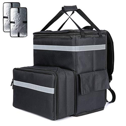  Insulated Pizza Delivery Bag, Food Delivery Backpack, Thermal Backpack For Food Transport,Leak-Proof Soft Sided Cooler Grocery Backpack For Take Out (Black)