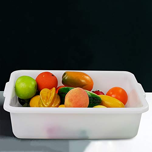  AnnkkyUS 4-Pack 13 Liter Commercial Bus Tubs, White Plastic Wash Basin Bus Tote