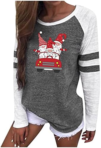  Womens Causal Loose Crewneck Cute Crew Neck Christmas Print Long Sleeve Sweatshirts Loose Tops Pullover Top Streetwear