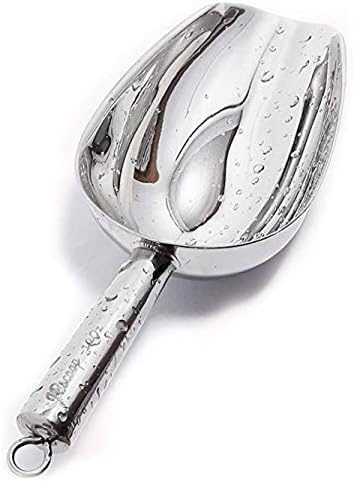  Stainless Steel Scoop For Ice, 9.6 Inch Metal Food Scoop Kitchen Bar Party Wedding Heavy Duty Dishwasher Safe - 8 Oz