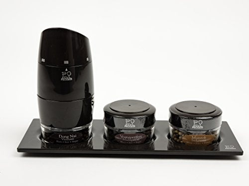 Peugeot Zanzibar U'Select Pepper Mill With 3 Interchangeable Peppers And Tray Set, Black