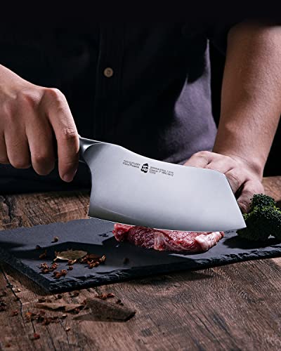  Cleaver Knife, Chinese Chef Knife Stainless Steel 7 Inch Vegetable Meat Cleaver With Pakkawood Handle, Heavy Duty Blade For Home Kitchen