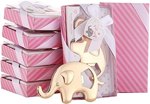  15 Pack Bottle Openers For Baby Shower Favor, Elephant Shaped Bottle Openers Girl Baby Shower Favors Birthday Bridal Shower Souvenirs Wedding Favor Gift (Pink - Elephant)